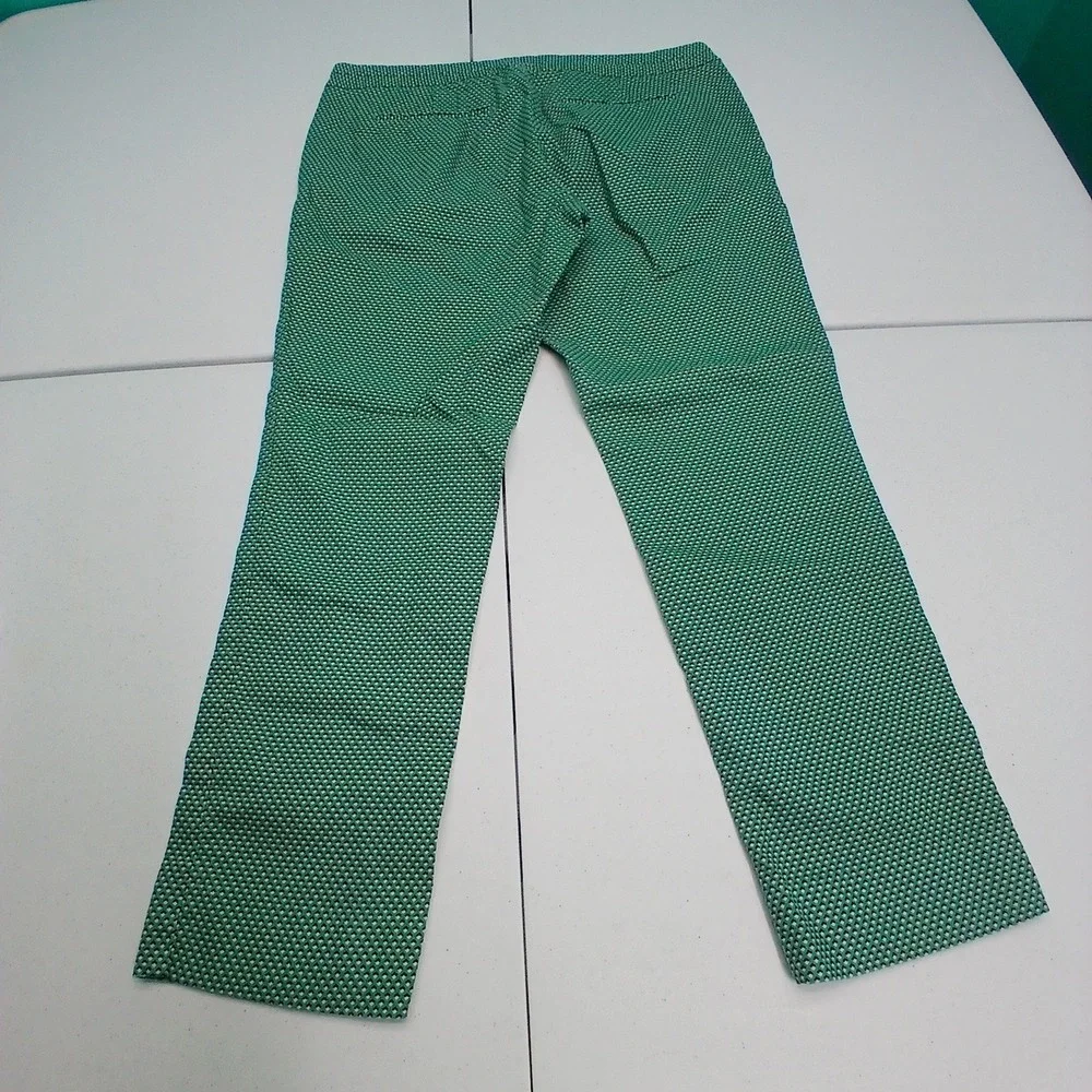 Banana Republic Hampton Fit Pants 6 Green‎ Geometric Honeycomb Workwear Preppy